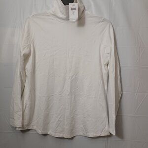 J.JILL LUXE SUPIMA SHIRTTAIL TURTLENECK WHITE SIZE SMALL PETITE